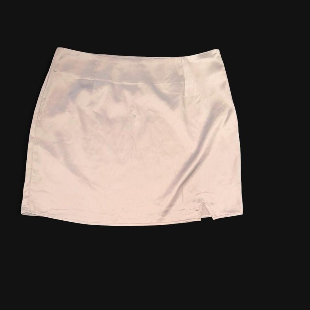 HYFVE Satin Mini Skirt Pink Nude Stretch Coquette Chic Capsule Wardrobe Girly L